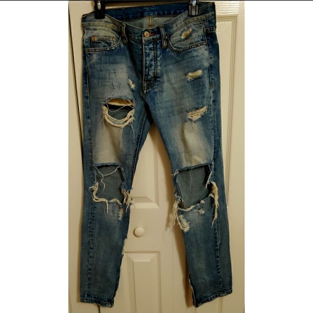 MNML Men's Jeans Fully Distressed Waist Size 29 Unisex